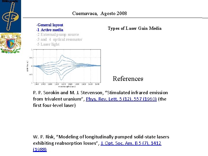 Bibliography Cuernavaca, Agosto 2008 -General layout -1 Active media -2 External pump source -3 Bibliography Cuernavaca, Agosto 2008 -General layout -1 Active media -2 External pump source -3