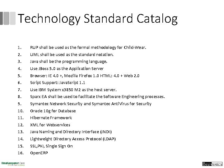 Technology Standard Catalog 1. 2. 3. 4. 5. 6. 7. 8. 9. 10. 11.
