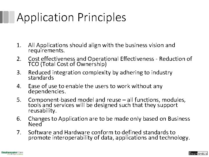 Application Principles 1. 2. 3. 4. 5. 6. 7. All Applications should align with