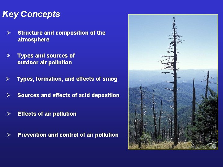 Key Concepts Ø Structure and composition of the atmosphere Ø Types and sources of