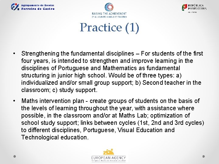 Practice (1) • Strengthening the fundamental disciplines – For students of the first four