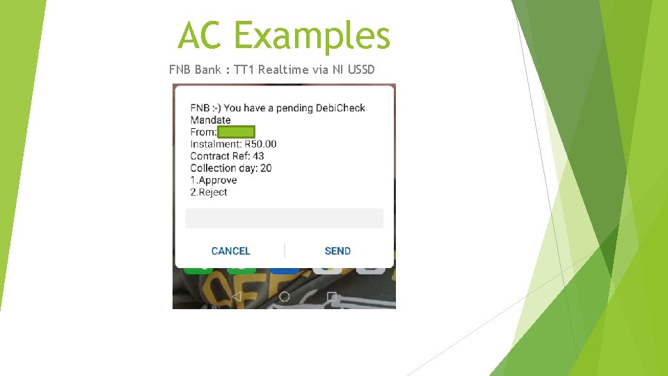 AC Examples FNB Bank : TT 1 Realtime via NI USSD 