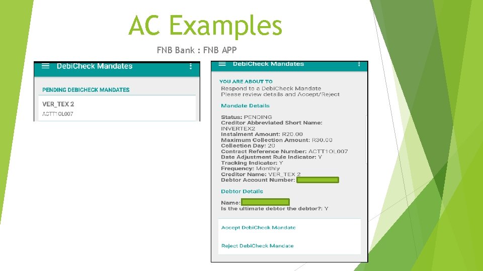 AC Examples FNB Bank : FNB APP 