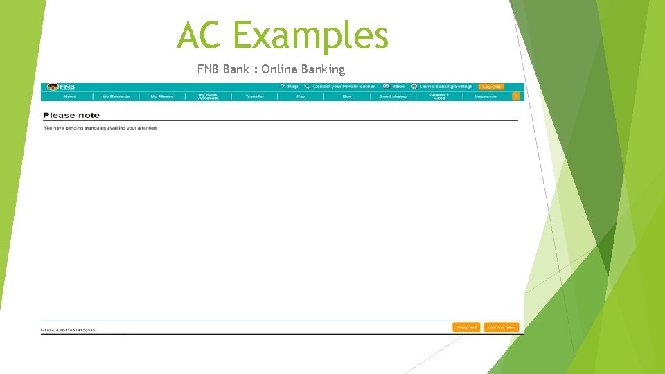 AC Examples FNB Bank : Online Banking 