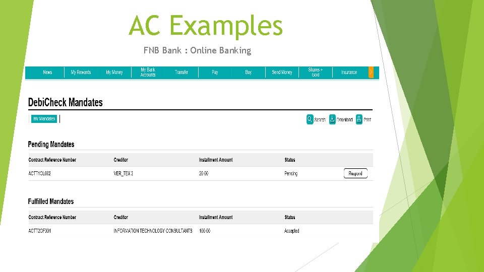 AC Examples FNB Bank : Online Banking 