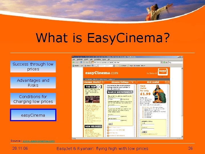 What is Easy. Cinema? Success through low prices Advantages and Risks Conditions for Charging