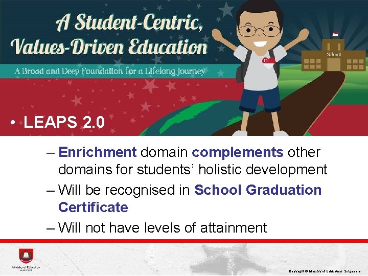  • LEAPS 2. 0 – Enrichment domain complements other domains for students’ holistic