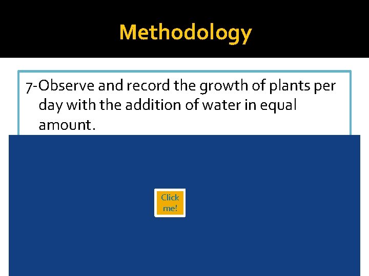 Methodology 7 -Observe and record the growth of plants per day with the addition