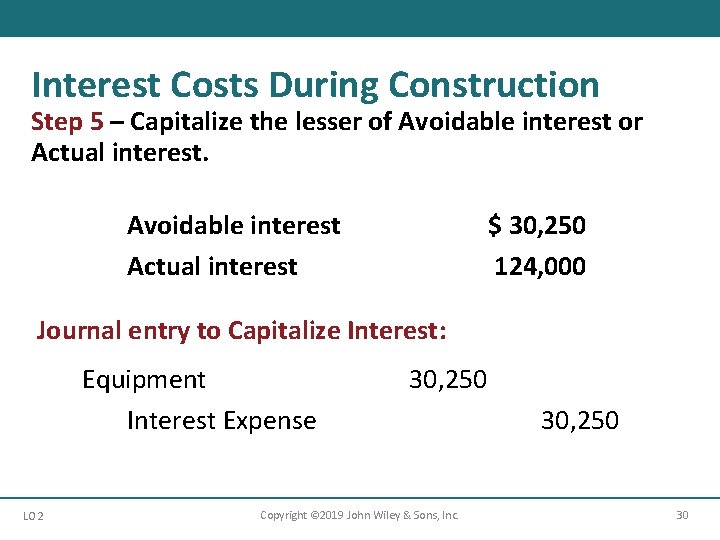 Interest Costs During Construction Step 5 – Capitalize the lesser of Avoidable interest or Interest Costs During Construction Step 5 – Capitalize the lesser of Avoidable interest or