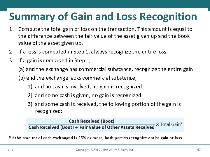 Summary of Gain and Loss Recognition 1. Compute the total gain or loss on Summary of Gain and Loss Recognition 1. Compute the total gain or loss on