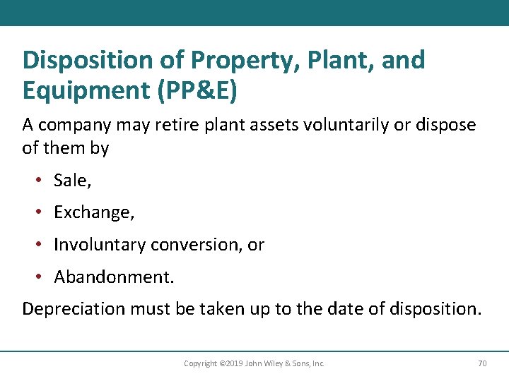 Disposition of Property, Plant, and Equipment (PP&E) A company may retire plant assets voluntarily