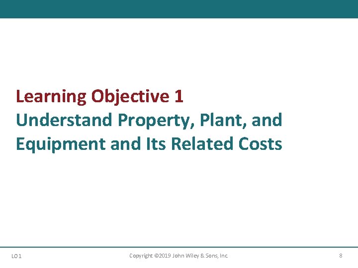 Learning Objective 1 Understand Property, Plant, and Equipment and Its Related Costs LO 1