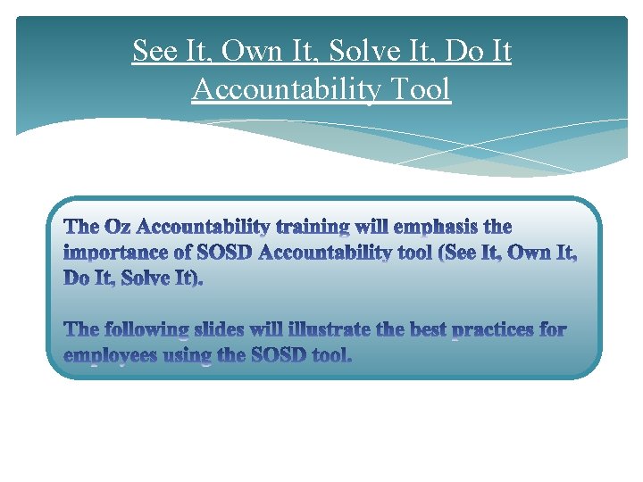 See It, Own It, Solve It, Do It Accountability Tool 