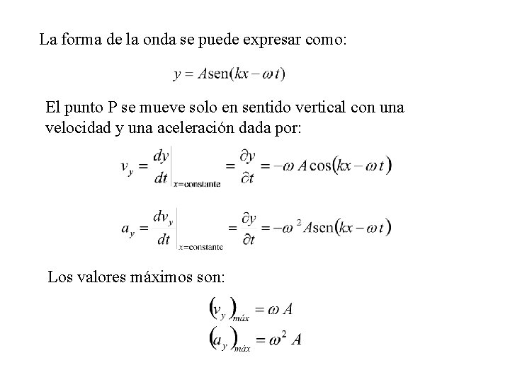 La forma de la onda se puede expresar como: El punto P se mueve