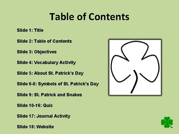 Table of Contents Slide 1: Title Slide 2: Table of Contents Slide 3: Objectives