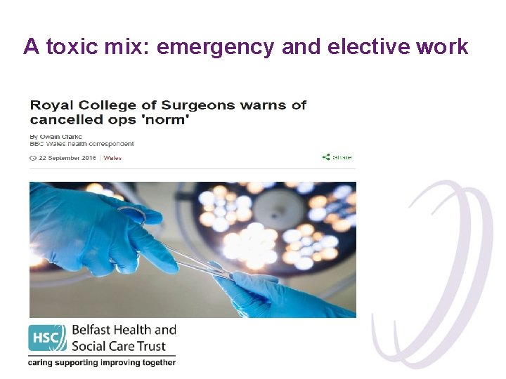 A toxic mix: emergency and elective work 