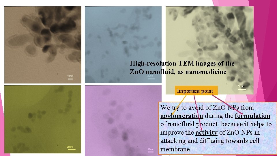 High-resolution TEM images of the Zn. O nanofluid, as nanomedicine Important point We try