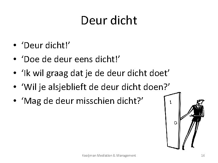 Deur dicht • • • ‘Deur dicht!’ ‘Doe de deur eens dicht!’ ‘Ik wil
