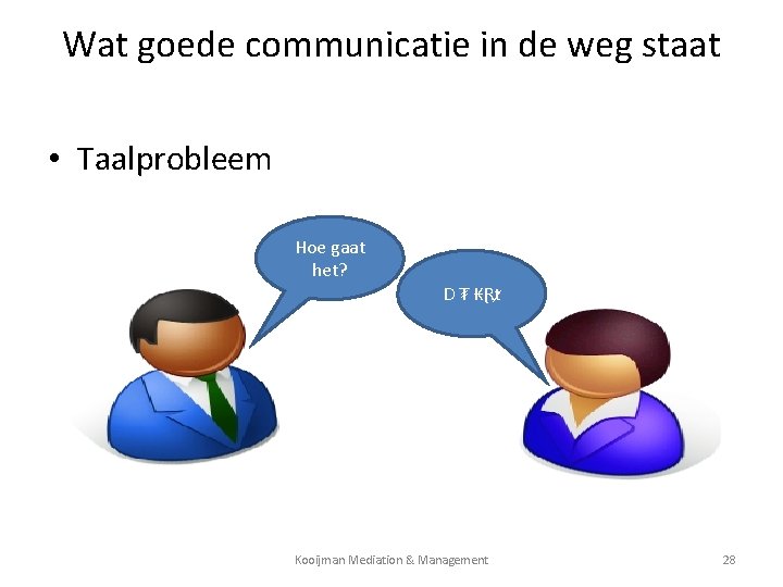 Wat goede communicatie in de weg staat • Taalprobleem Hoe gaat het? D ₮