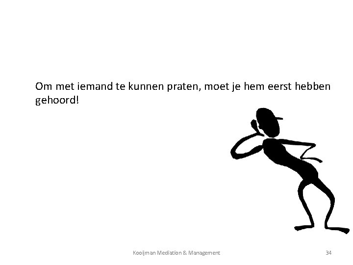 Om met iemand te kunnen praten, moet je hem eerst hebben gehoord! Kooijman Mediation