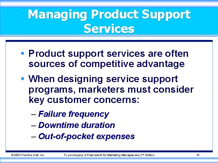 Managing Product Support Services § Product support services are often sources of competitive advantage