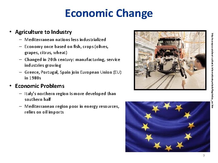 Economic Change http: //europa. eu/about-eu/basic-information/symbols/flag/index_en. htm • Agriculture to Industry – Mediterranean nations less