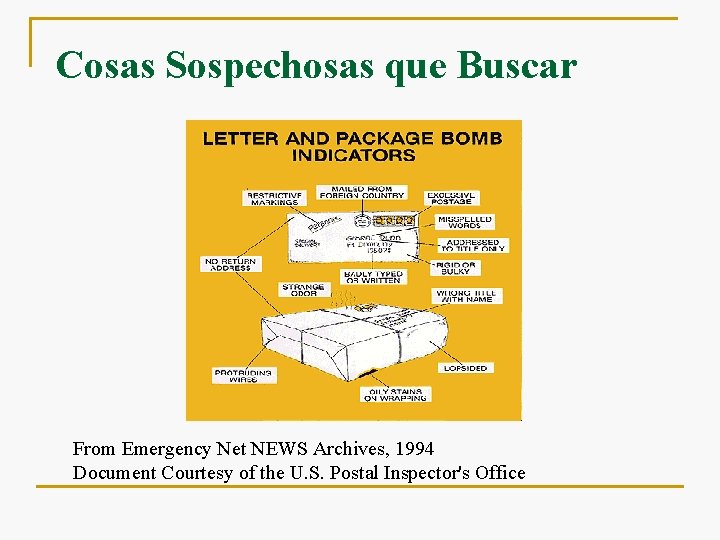 Cosas Sospechosas que Buscar From Emergency Net NEWS Archives, 1994 Document Courtesy of the