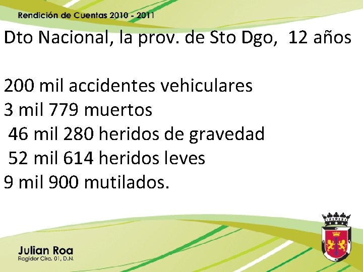 Dto Nacional, la prov. de Sto Dgo, 12 años 200 mil accidentes vehiculares 3