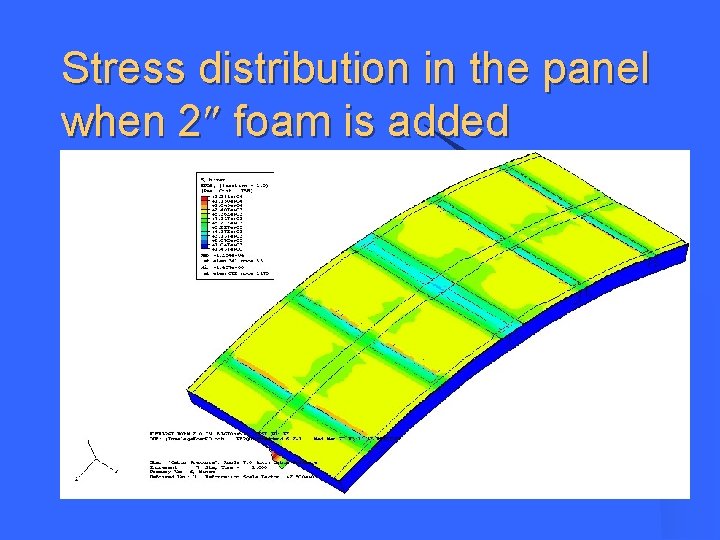 Stress distribution in the panel when 2 foam is added Stress distribution in the panel when 2 foam is added