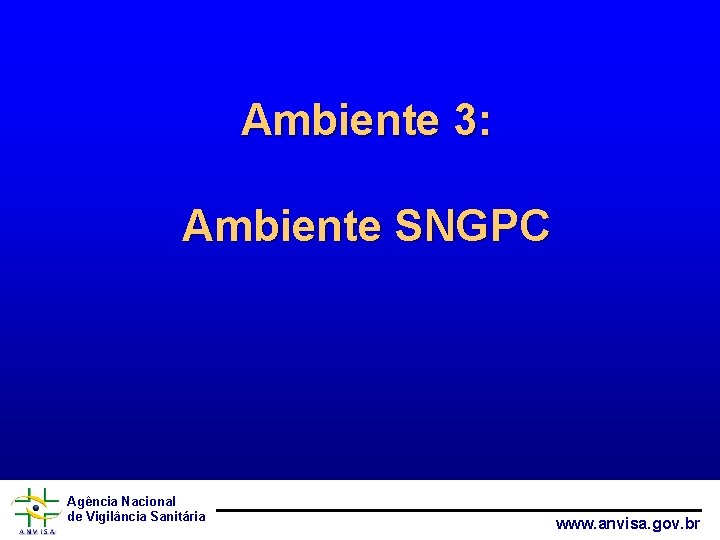 Ambiente 3: Ambiente SNGPC Agência Nacional de Vigilância Sanitária www. anvisa. gov. br 
