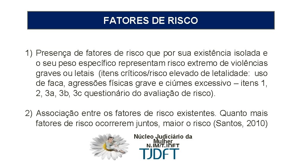 MEDIDA PROTETIVA CÍVEL FATORES DE RISCO 1) Presença de fatores de risco que por