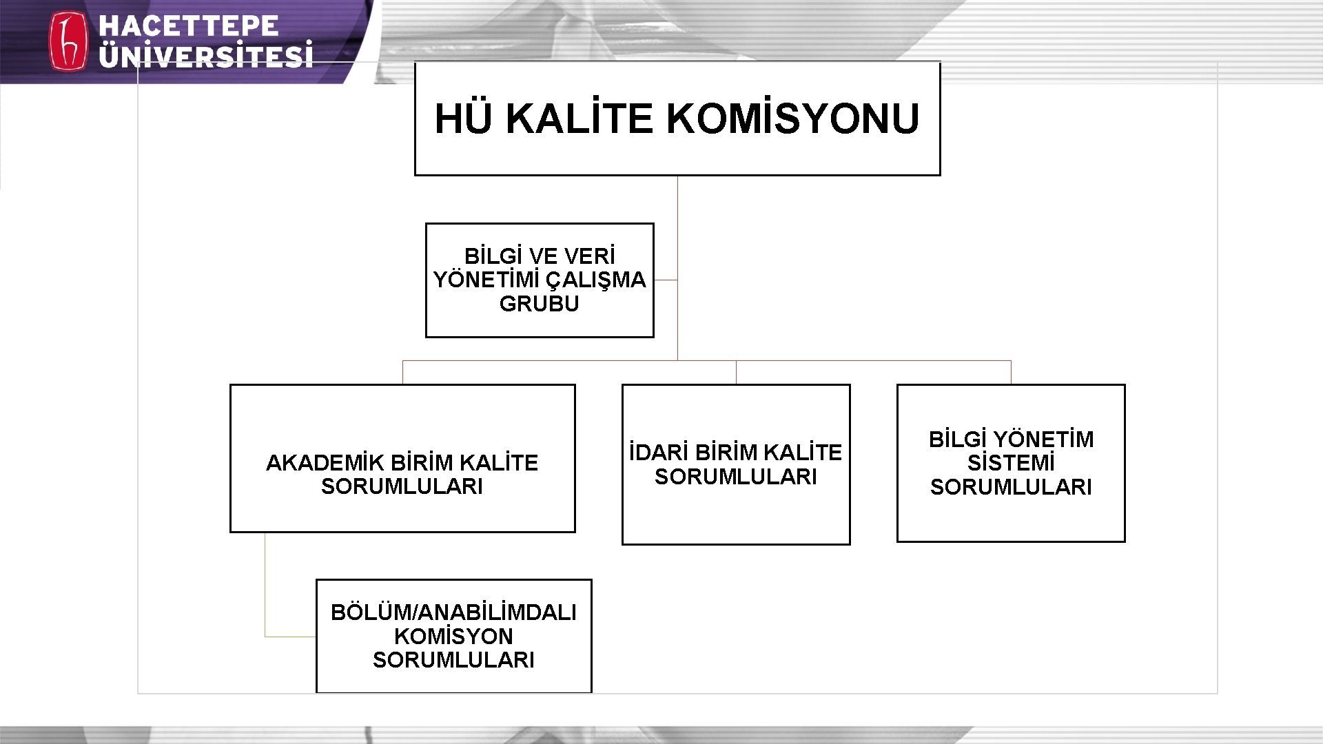 HÜ KALİTE KOMİSYONU BİLGİ VE VERİ YÖNETİMİ ÇALIŞMA GRUBU AKADEMİK BİRİM KALİTE SORUMLULARI BÖLÜM/ANABİLİMDALI HÜ KALİTE KOMİSYONU BİLGİ VE VERİ YÖNETİMİ ÇALIŞMA GRUBU AKADEMİK BİRİM KALİTE SORUMLULARI BÖLÜM/ANABİLİMDALI