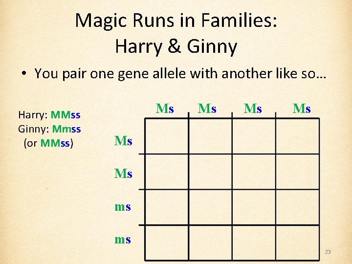 Magic Runs in Families: Harry & Ginny • You pair one gene allele with