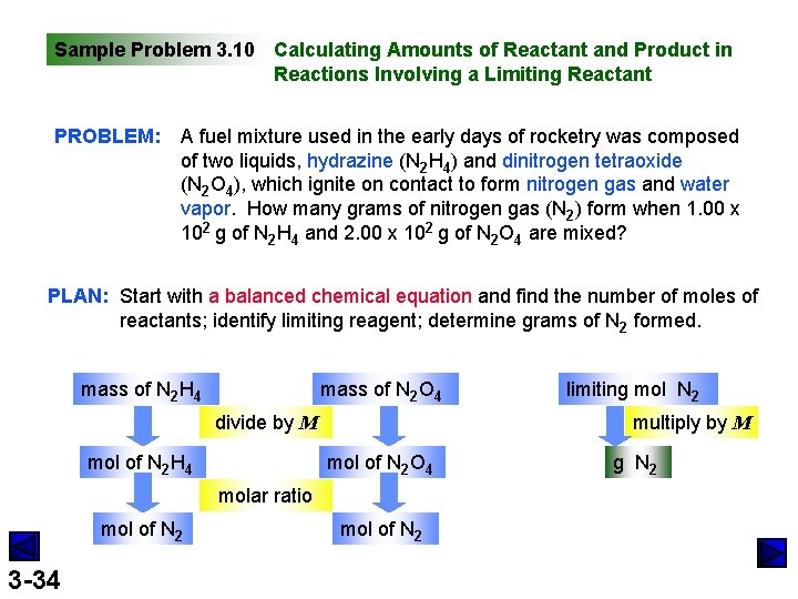 Sample Problem 3. 10 Calculating Amounts of Reactant and Product in Reactions Involving a