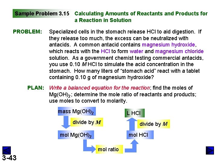Sample Problem 3. 15 Calculating Amounts of Reactants and Products for a Reaction in