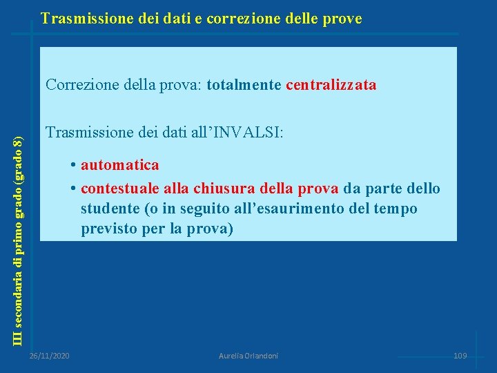 Trasmissione dei dati e correzione delle prove III secondaria di primo grado (grado 8)