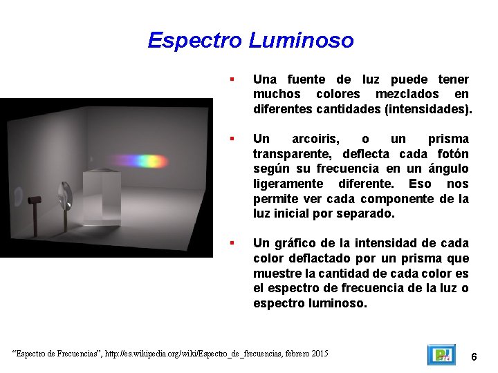 Espectro Luminoso Una fuente de luz puede tener muchos colores mezclados en diferentes cantidades