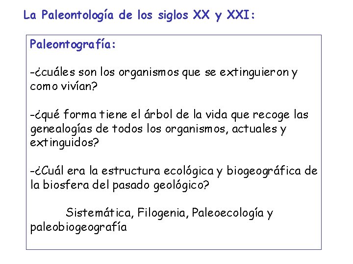 La Paleontología de los siglos XX y XXI: Paleontografía: -¿cuáles son los organismos que