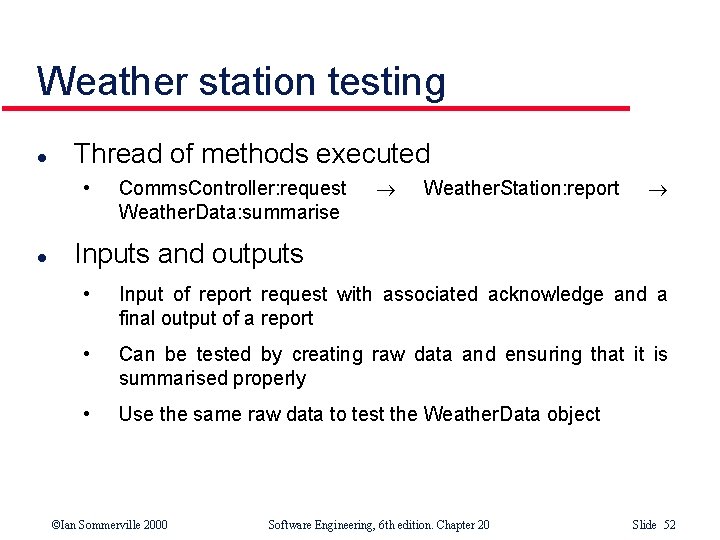 Weather station testing l Thread of methods executed • l Comms. Controller: request Weather. Weather station testing l Thread of methods executed • l Comms. Controller: request Weather.