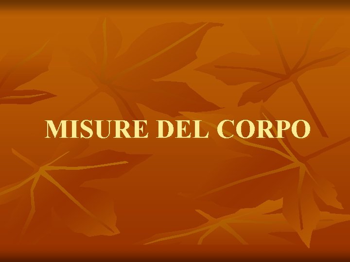 MISURE DEL CORPO 