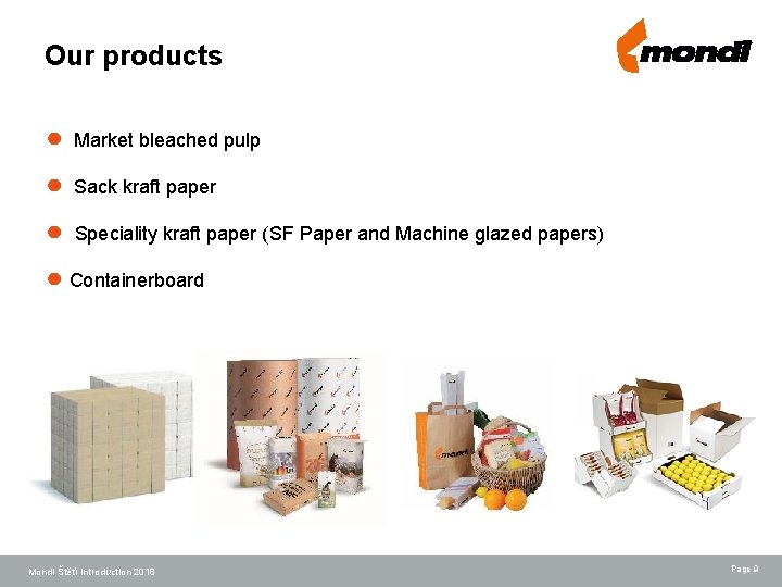 Our products ● Market bleached pulp ● Sack kraft paper ● Speciality kraft paper