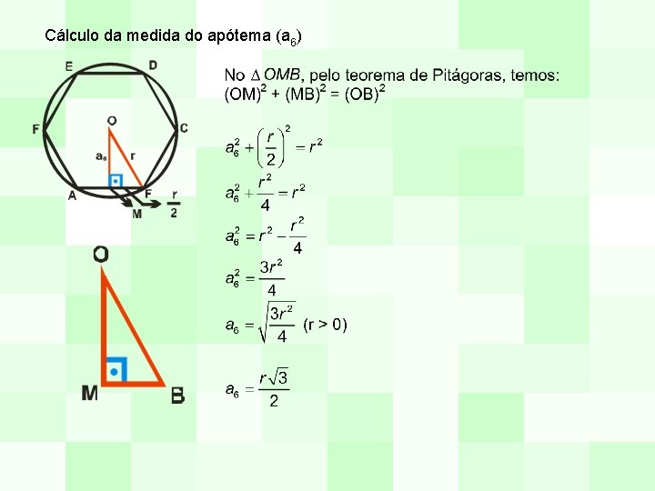 Cálculo da medida do apótema (a 6) 