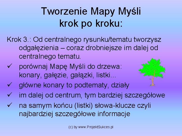 Tworzenie Mapy Myśli krok po kroku: Krok 3. : Od centralnego rysunku/tematu tworzysz odgałęzienia