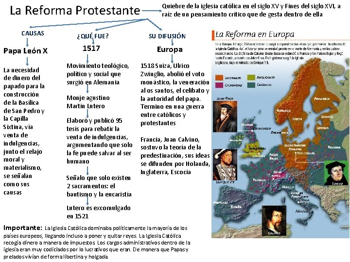 La Reforma Protestante CAUSAS Papa León X La necesidad de dinero del papado para
