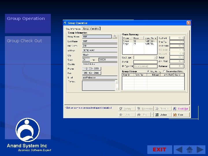 Group Operation Group Check Out Anand System Inc Business Software Expert EXIT 