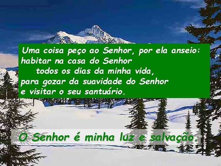 Uma coisa peço ao Senhor, por ela anseio: habitar na casa do Senhor todos