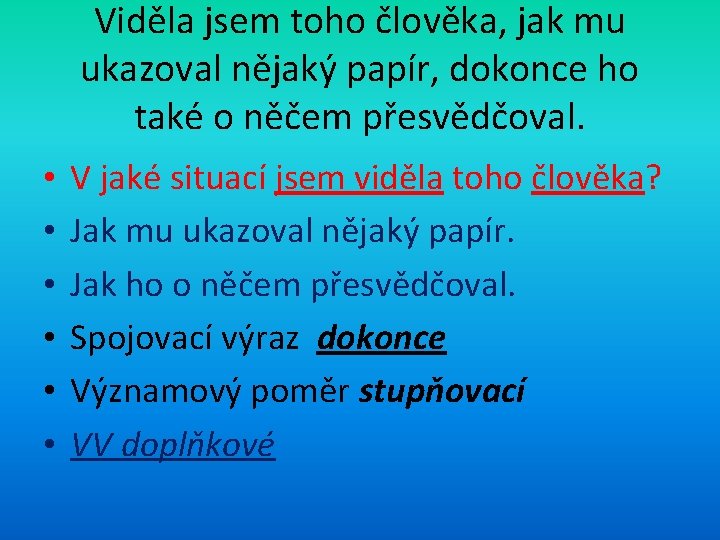 Viděla jsem toho člověka, jak mu ukazoval nějaký papír, dokonce ho také o něčem