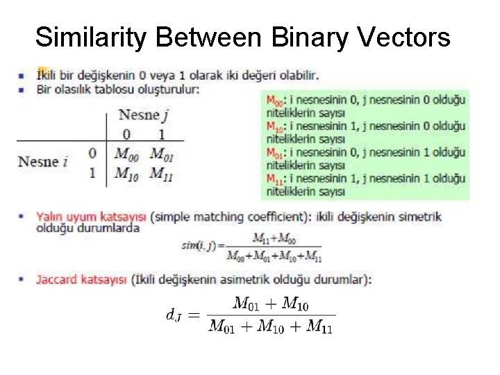 Similarity Between Binary Vectors 