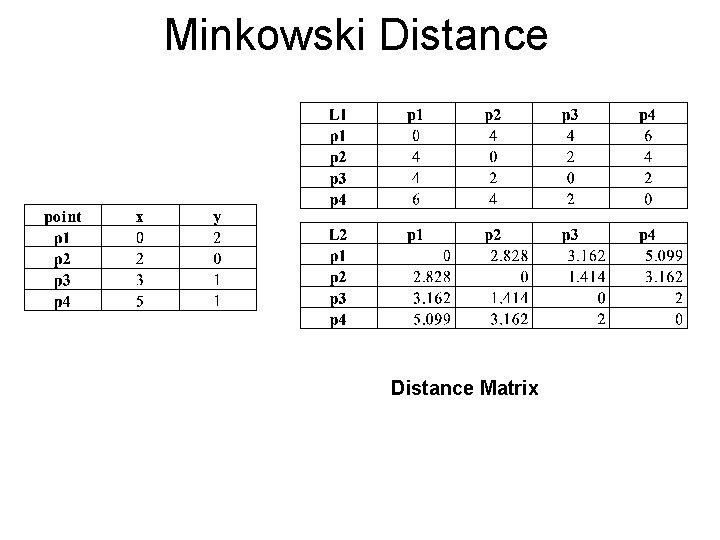 Minkowski Distance Matrix 