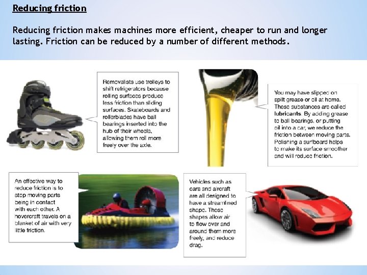 Reducing friction makes machines more efficient, cheaper to run and longer lasting. Friction can